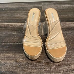 Wedge shoes with clear strap